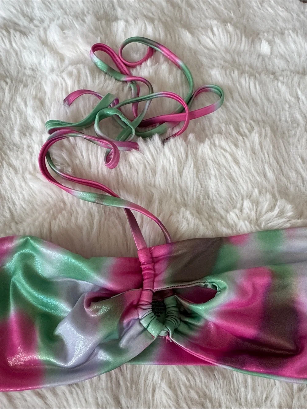 Lovers + Friends Pink and Green Tie-Dye Bandeau Top - Picture 3 of 5